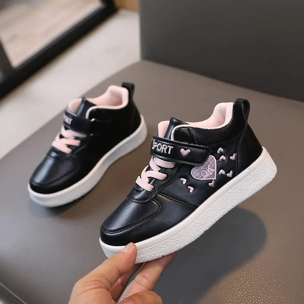Children's Sports Shoes 2024 Spring and Autumn New Cute Girls' Sneakers Versatile Soft Breatheable Hook & Loop Fashion Kids Shoe