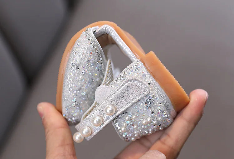 2026 Kids Shoes Summer for Girl Sandals Fashion Sequins Rhinestone Bow Girls Princess Shoe Soft Bottom