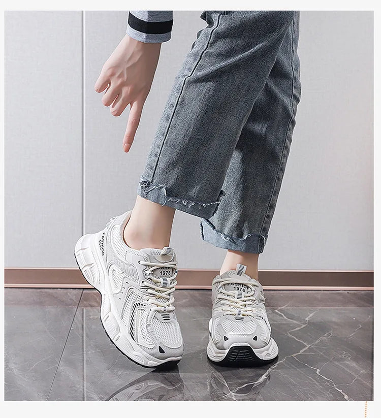 Women's Fashion Chunky Sneakers 2026 Spring Autumn New Platform Height Increase Shoes Comfortable Breathable Casual Sport Shoes