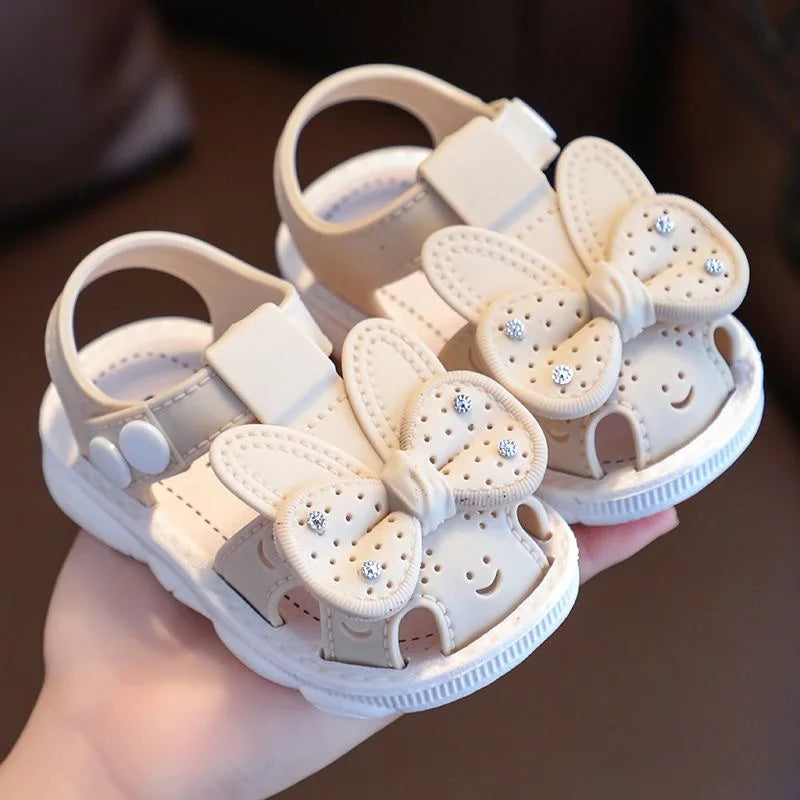 Solid Bow Children's Summer Shoes Cute PVC Beach Non Slip Sandals For Baby Girls Footwear Soft Infant Kids Fashion Sandals