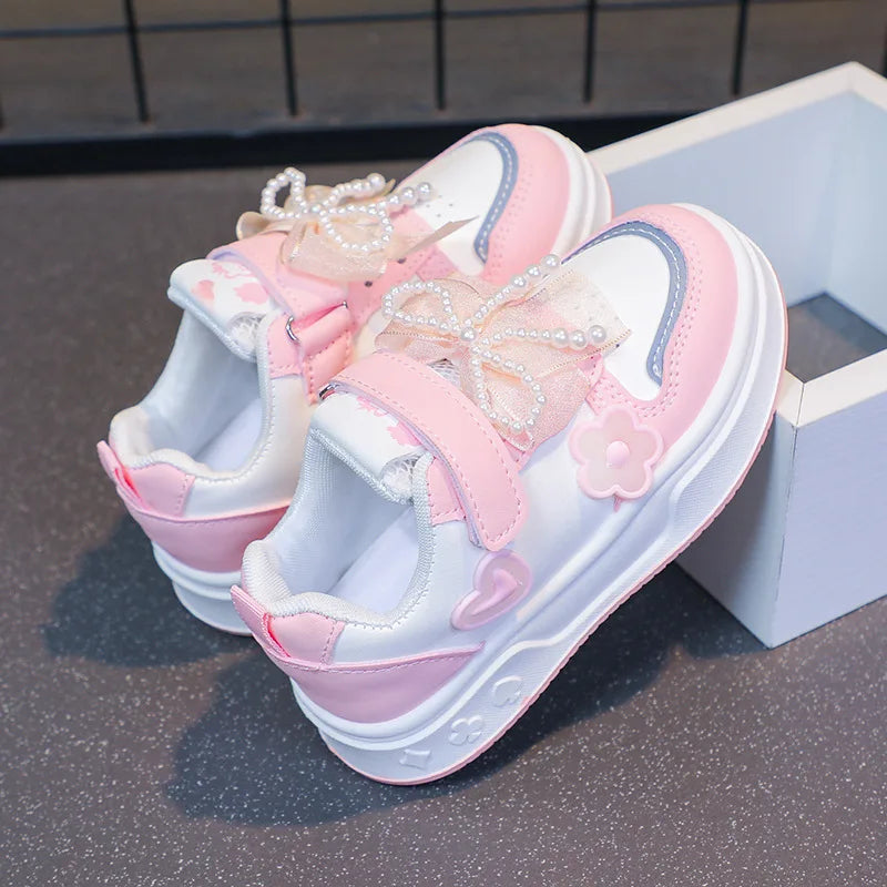 Girls Athletic Shoes Lightweight Princess Casual Sneakers Non Slip Soft Sole Toddler Kids School Tennis Fashion Shoes for Girls