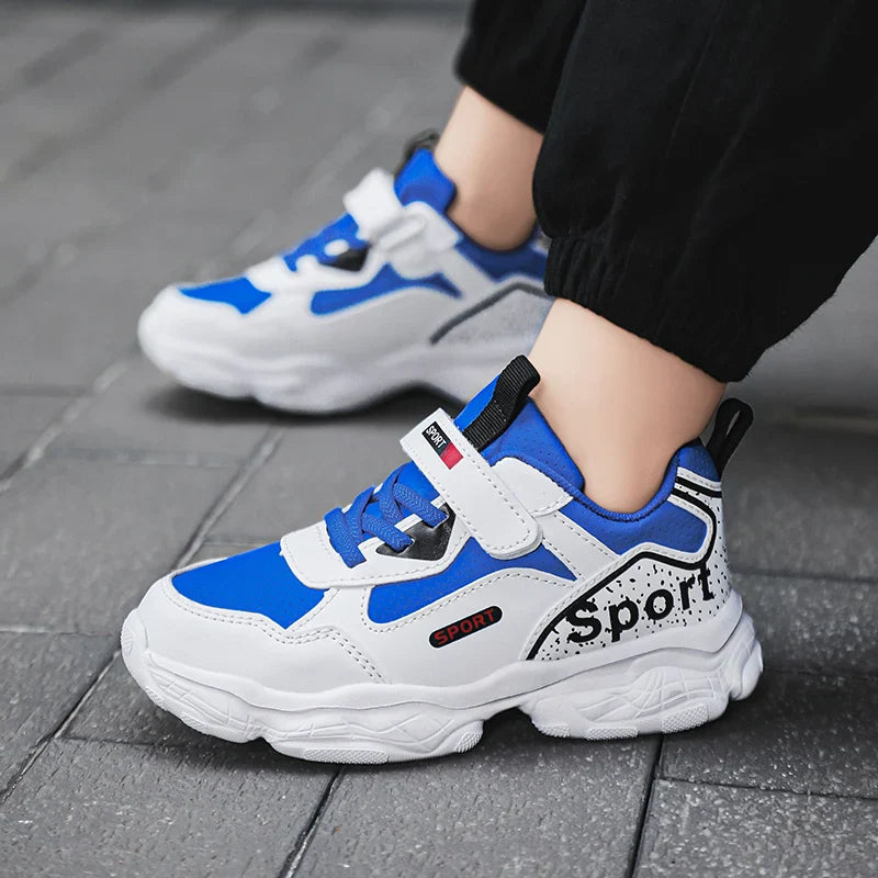 Boys Shoes Sneakers Leather Children Comfortable Flat Shoes Black White Shoes for Kids Girls School Walking Footwear Non Slip