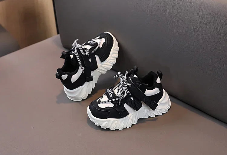 New Arrival Children Sneakers Pretty Silhouette Girl Running Shoes Pink Black Khaki Trendy Kids Shoes Boys Training Shoes
