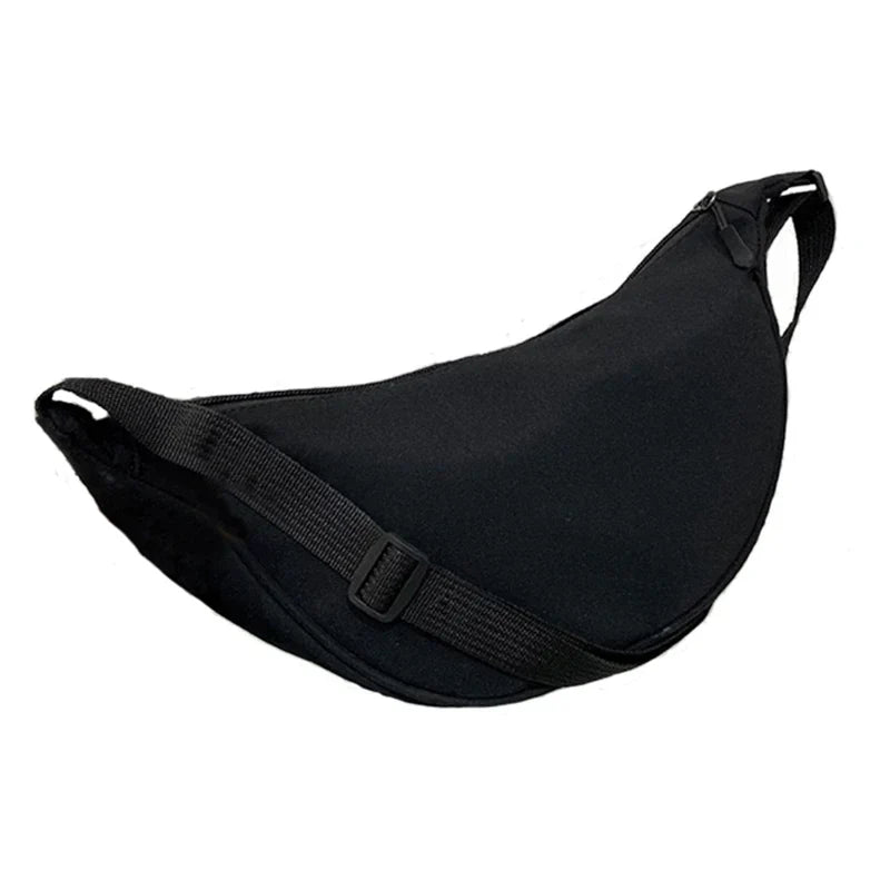 Women's bag - A round-shaped nylon bag with a cross-body strap, suitable for traveling, going to school or shopping.