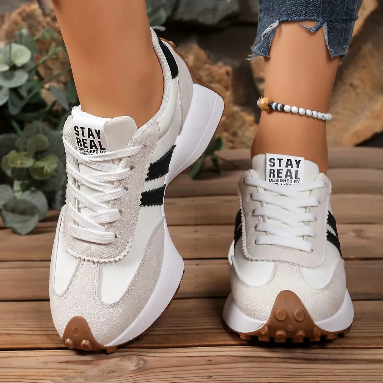 Women Sneakers Retro Casual Flat Bottom Round Toe Sports Shoes Spring Autumn New Style Versatile Fashionable Designer Shoes