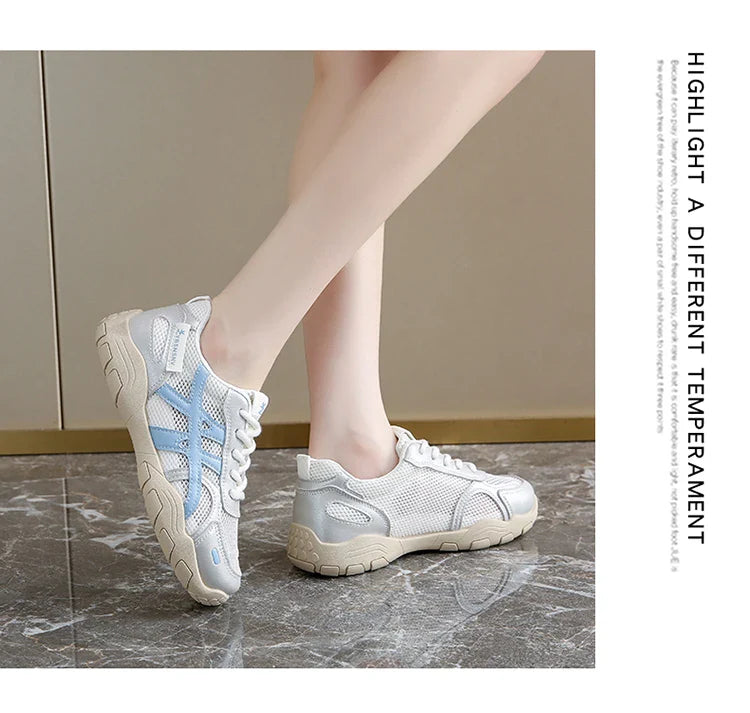 Women's Shoes Casual Platform Shoes Women Round Toe Lace-Up Tennis Vulcanized Sneakers New Style Korean Couple Elderly Shoes