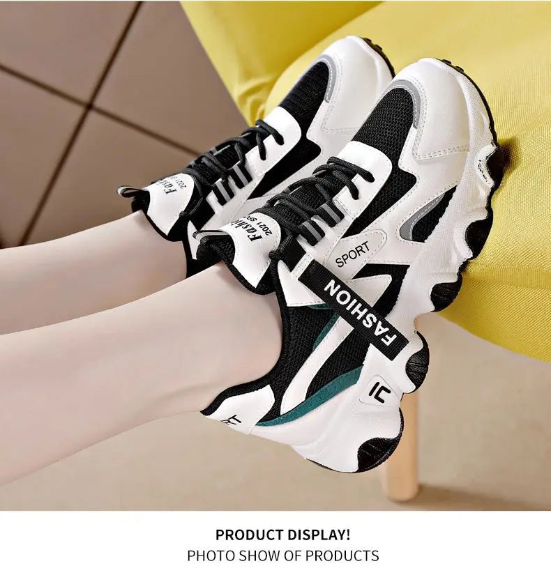 Zapatillas Mujer Sneakers Trendy Mesh Platform Sneakers Leather Shoes Breathable Socofy Casual Sports Shoes Women Flats2024
