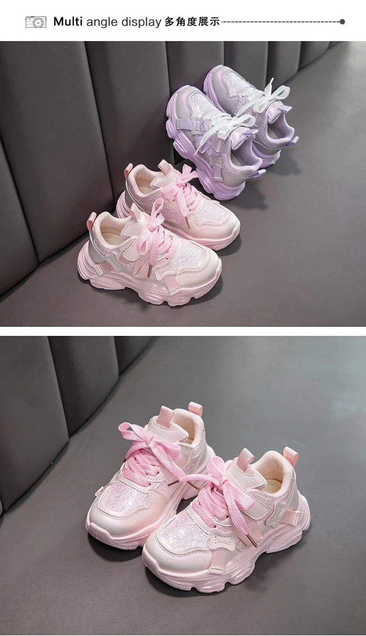 Fashion Versatile Sneakers for Girls 2026 New Autumn Toddler Running Shoes Soft Sole All-day Comfort Kids School Sports Sneakers