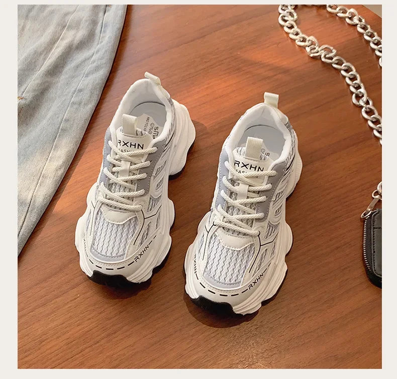 Women Sneakers Autumn Fashion Breathable Casual Shoes Women Mesh Lace Up Comfort Platform Vulcanize Shoes Zapatillas De Mujer