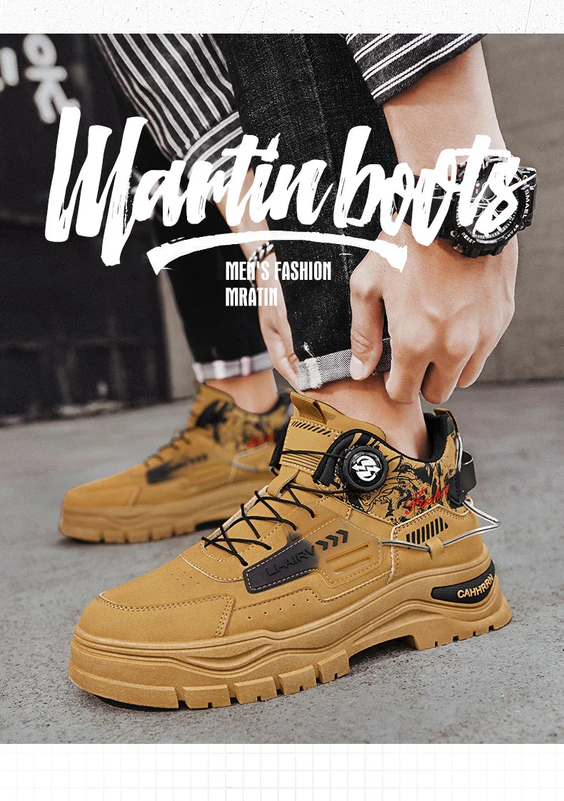 Men's Casual Outdoor Boots Fall Breathable Trendy Versatile Leisure Knob Board Shoes Anti-slip Riding Fashion Sneakers  (Available)