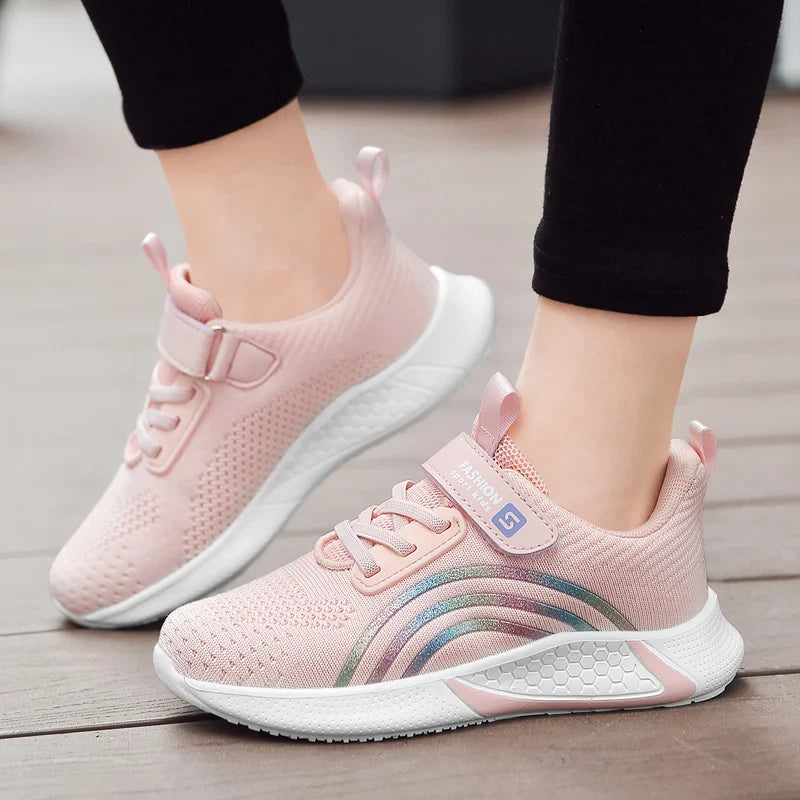 Girls Running Shoes Child White Mesh Sneakers Student Kids Summer Female Fashion Children Autumn Colorful Sport Shoes Light