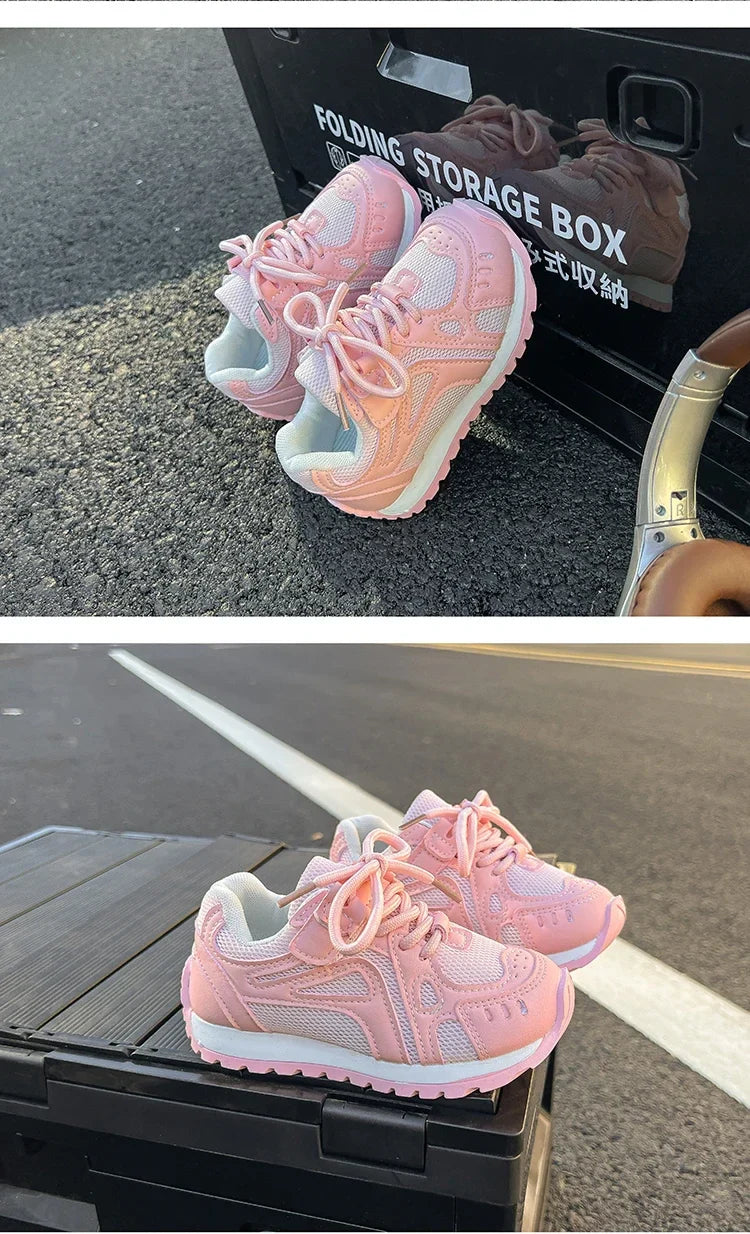 Spring Autumn Girls Sports Shoes Mesh Breathable Candy Color Kids Sneakers Soft Sole Children Casual Running Shoes Non-slip