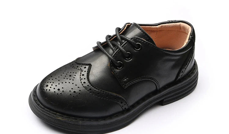 Boys Hollow Out Shoes Leather for Kids Party Wedding Dance Shoes Dress School Toddler Fashion Children Shoe Flat Black Brown