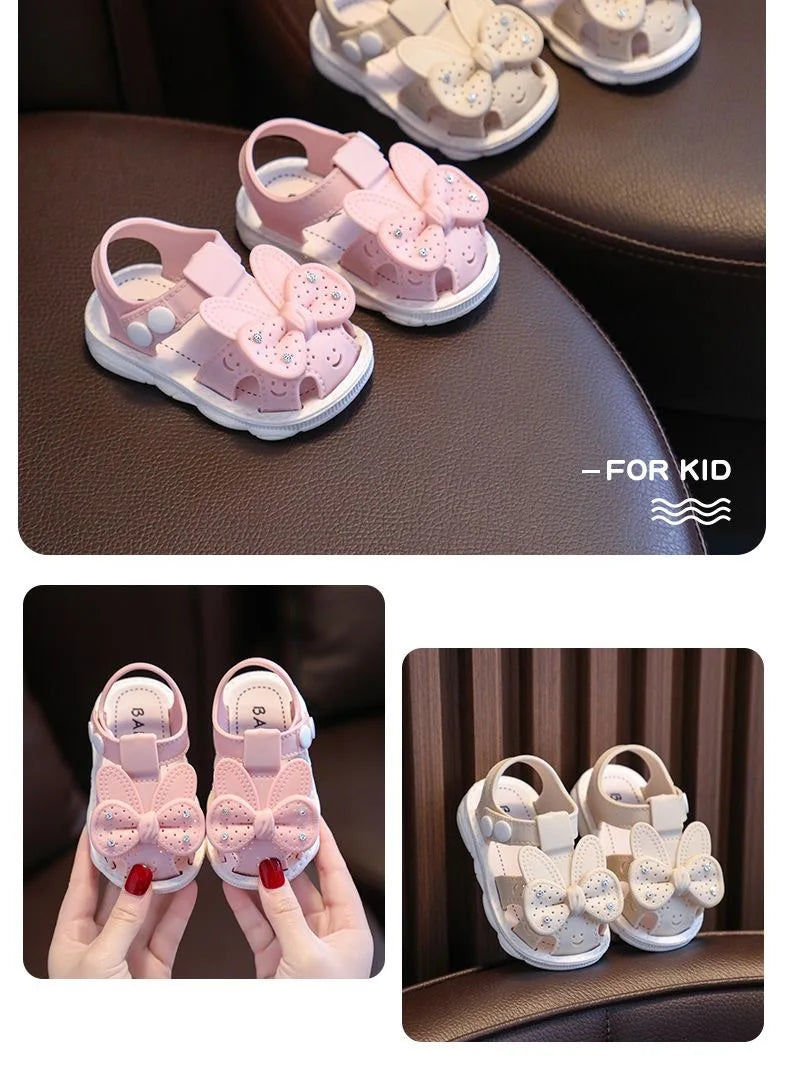 Solid Bow Children's Summer Shoes Cute PVC Beach Non Slip Sandals For Baby Girls Footwear Soft Infant Kids Fashion Sandals