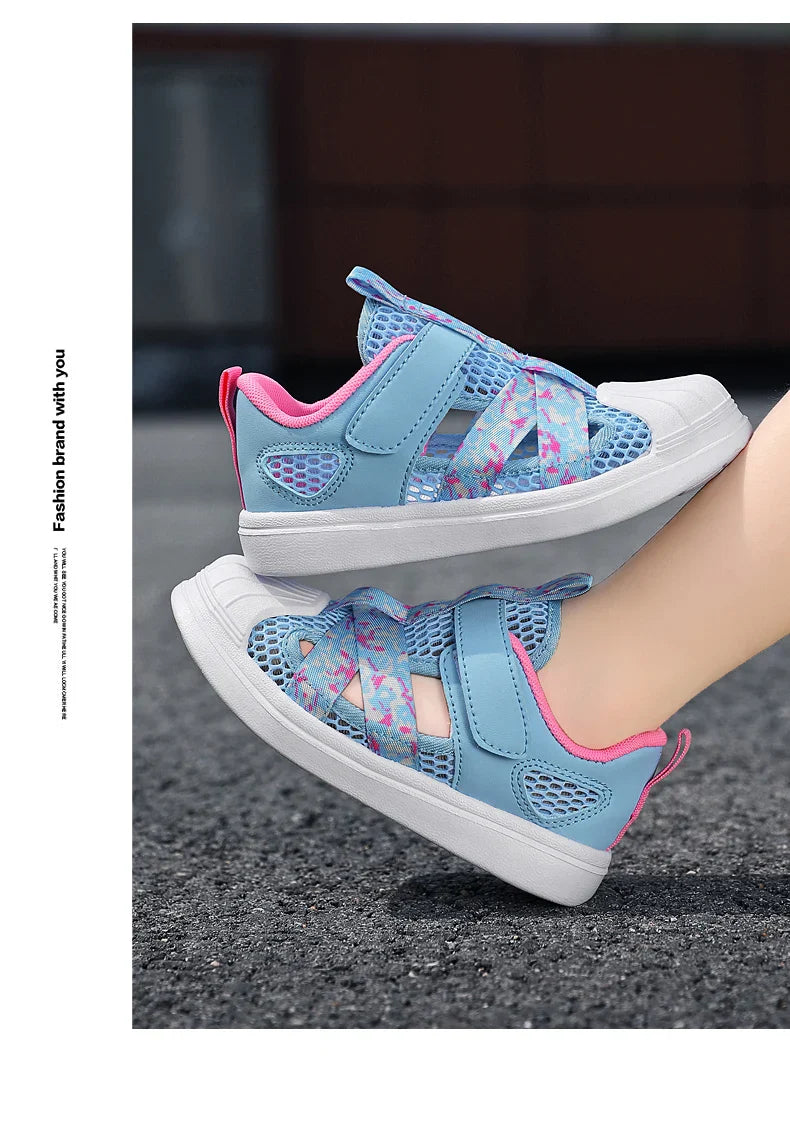 Fashion Children Soft Casual Shoes Girls Light Chunky Air Mesh Sneakers Kid Summer 4 5 6 7 8 Princess Net Sport Footwear Korean
