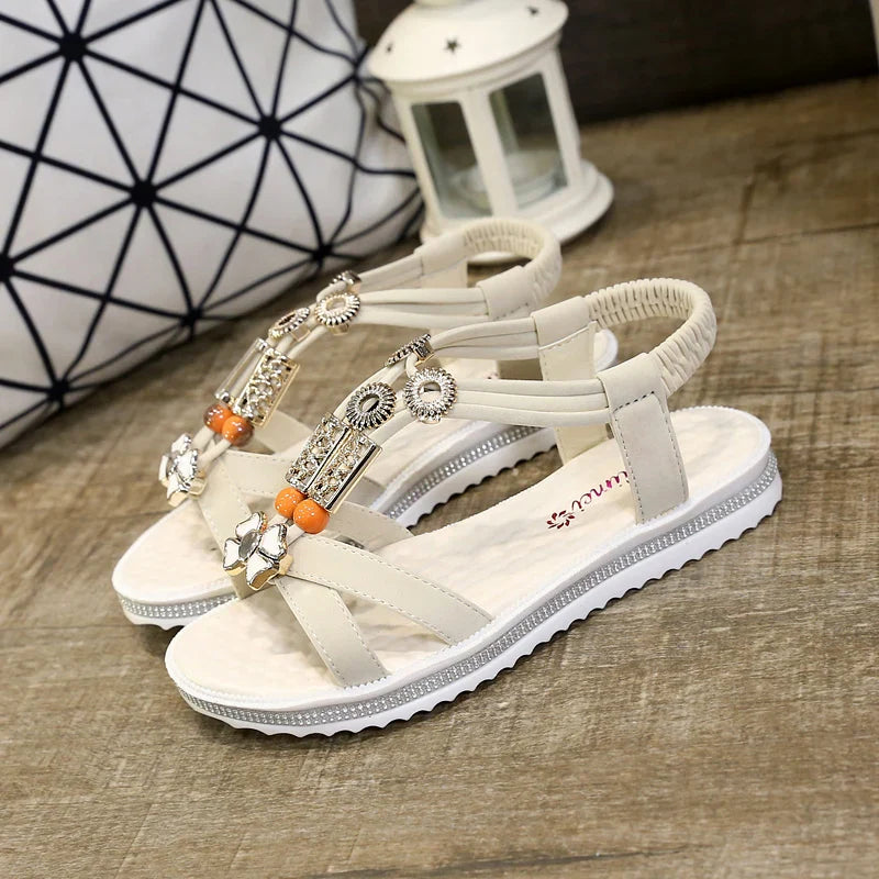 2025 New Women Summer Sandals Women Shoes Bohemia Beach Flat Casual Sandals Leisure Female Women Slip On Sandalias