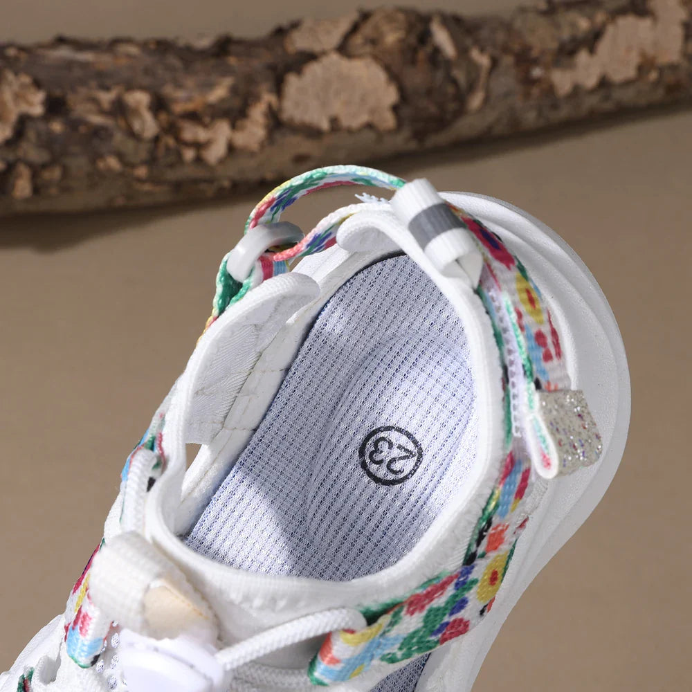 2025 New Summer Kids Sandals For Girls Mesh Flower Breathable Children Sport Shoes Soft Sole Toddler Girls Sandals Beach EU21-30