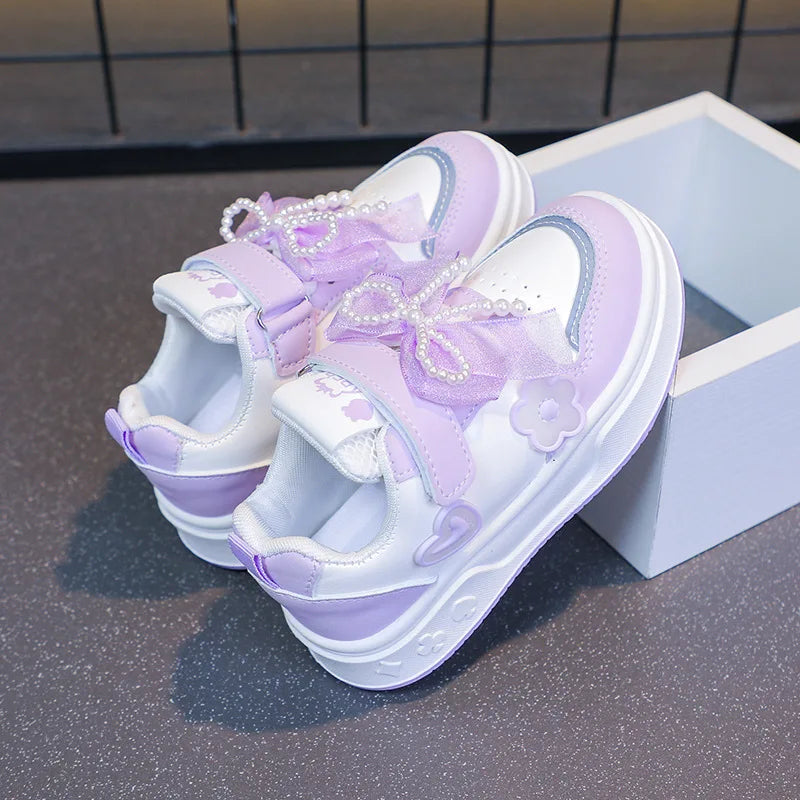 Girls Athletic Shoes Lightweight Princess Casual Sneakers Non Slip Soft Sole Toddler Kids School Tennis Fashion Shoes for Girls