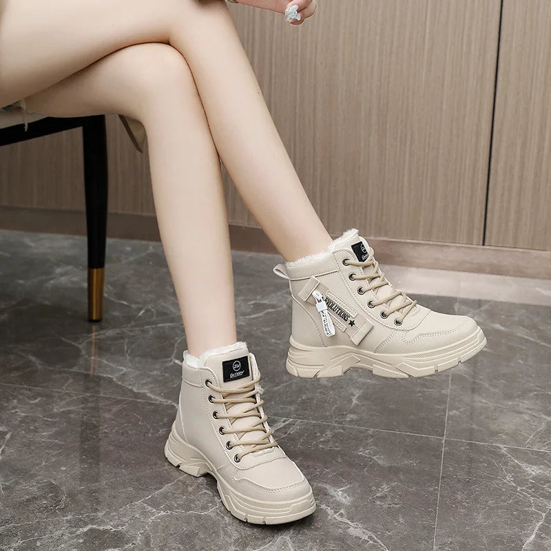 zapatos de mujer Designer Sneakers for Women Casual High Top Shoes Womens Winter Plush Lined Warm Thick Lace-up Sports Shoes