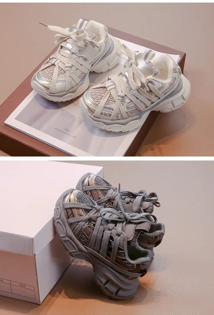 Children's Sneakers Chunky New Girls Basketball Shoes Fashion Versatile Kids Causal Boys Sports Shoes for School Breathable