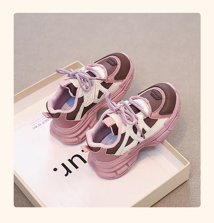 Kids Sneakers Handsome Girls Running Shoes Mesh Breathable  New Girls Sports Shoes Thick Soft Sole Comfort for Students