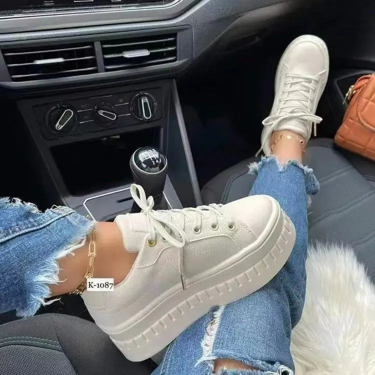Sneakers for Women's 2024 New Fall Outdoor Fashion Tennis Lace Up Canvas Casual Walking Breathable Vulcanized Shoes Plus Size 43