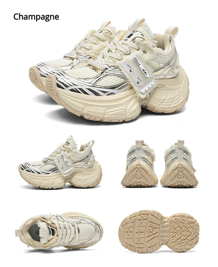 White Chunky Sneakers Women Summer Autumn Bling Rhinestones Shoes for Girls Thick Platform Footwear Size 36-44 Shoes for Men