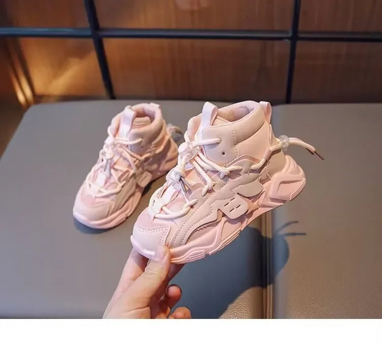 Spring Autumn Children's Sneakers Causal Boys Girls High-top Sneakers Simple Non-slip Breathable Kids School Basketball Shoes