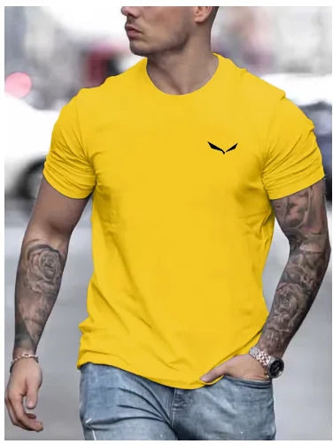 Fashion T-shirt Short Sleeve Collar Man, Loose, 100% Cotton, Needle Print, Curved Cut, Casual, Summer