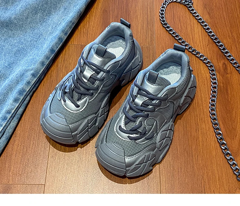 Women Platform Sneakers Lace Up Running Sports Shoes Soft Breathable Tennis Sneakers Casual Outdoor Comfortable Shoes For Female