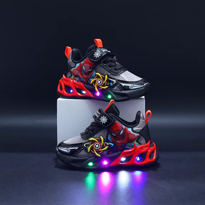 Kids'Casual Shoes Sneakers Led Light Cartoon Mesh Autumn Fashion Running Shoes For Boys Breathable Anti-slip Red Blue Size 21-30