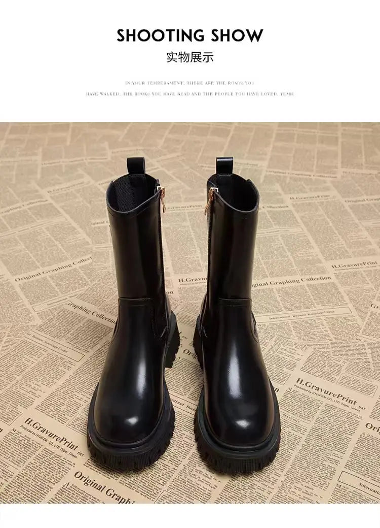 Women's Boots Designer Heeled Shoes Leather Retro Ankle Boots 2025 Fashion Goth Chelsea Boots New Walking Cozy Dress Mujer Botas
