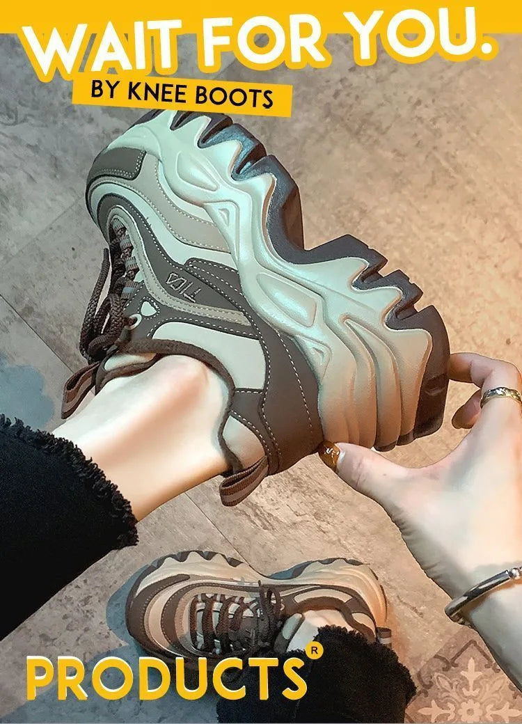 2024 New Sneakers Women Casual White Shoes Fashion Height Increasing Thick Bottom Spring Platform Leather Woman Chunky Sneakers