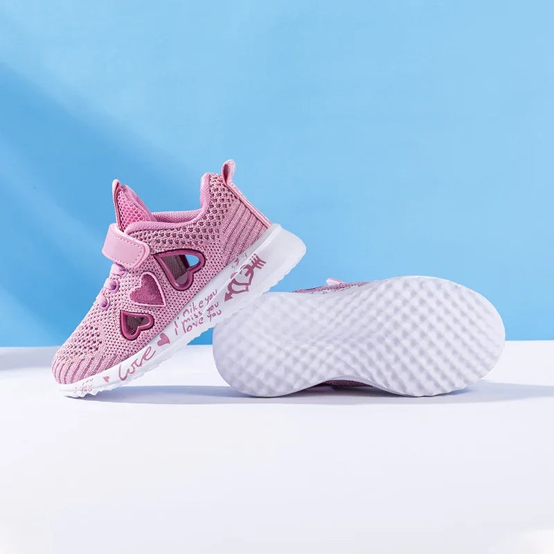2025 Girls Casual Shoes Children Light Mesh Sneakers Kids Summer Autumn Tenis Cute Sport Cartoon Running Sock Footwear Female