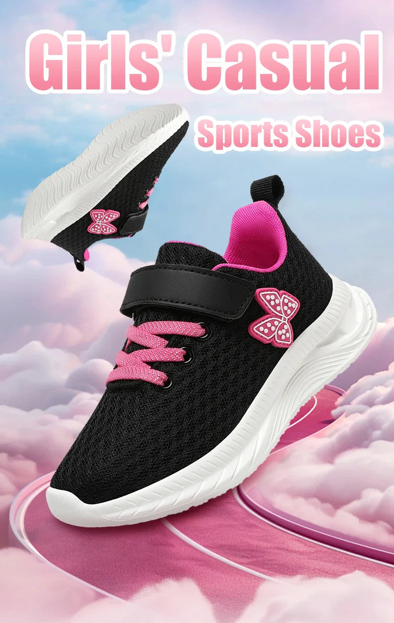 Girls' Breathable Mesh Sneakers with Bowknot Anti - Slip Casual Running Shoes for Kids Summer Sale Children's Sports Shoes