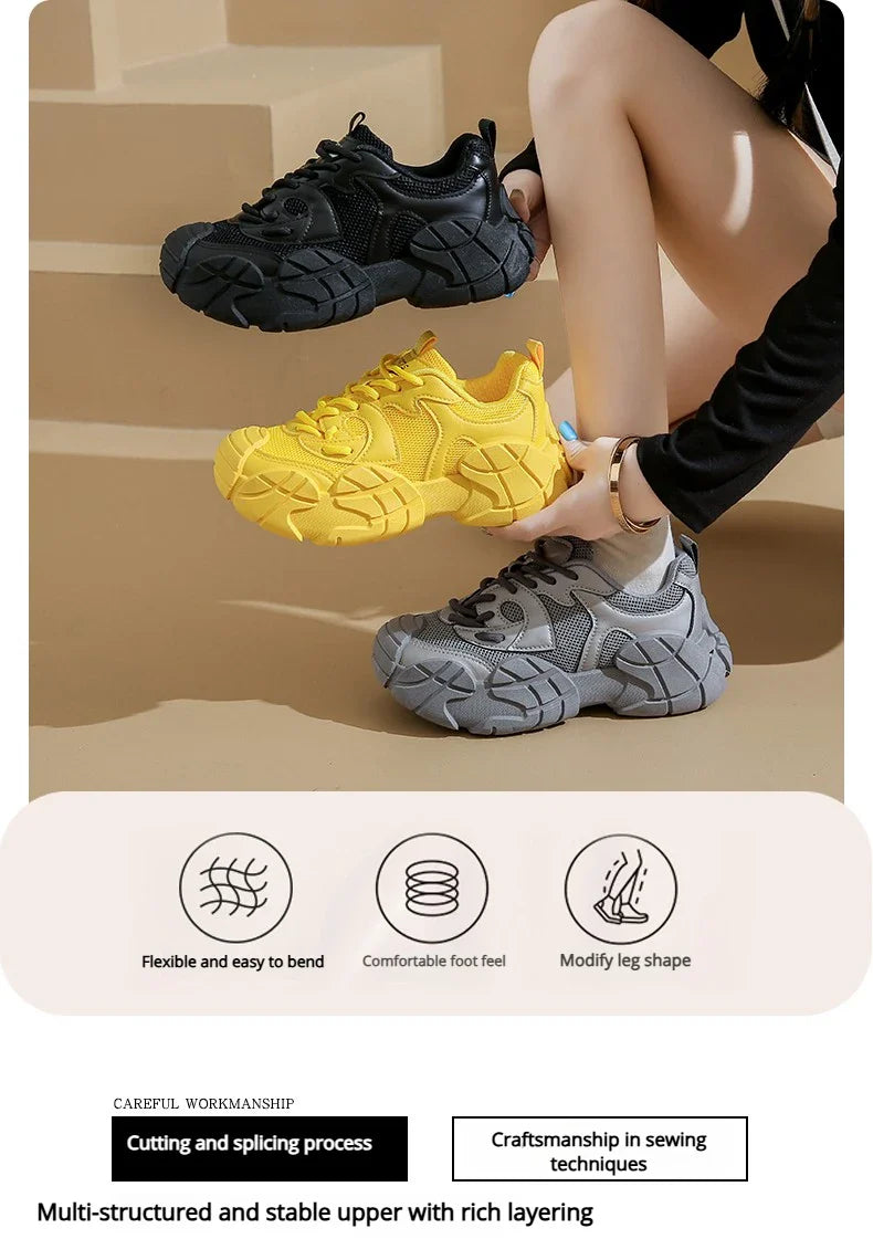 Women Platform Sneakers Lace Up Running Sports Shoes Soft Breathable Tennis Sneakers Casual Outdoor Comfortable Shoes For Female