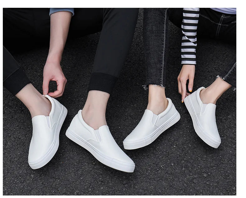 New Shoes for Men Leather Casual Shoes Spring Fashion Concise Flat Shoes 2 Colors Slip-on Loafers   (Available)