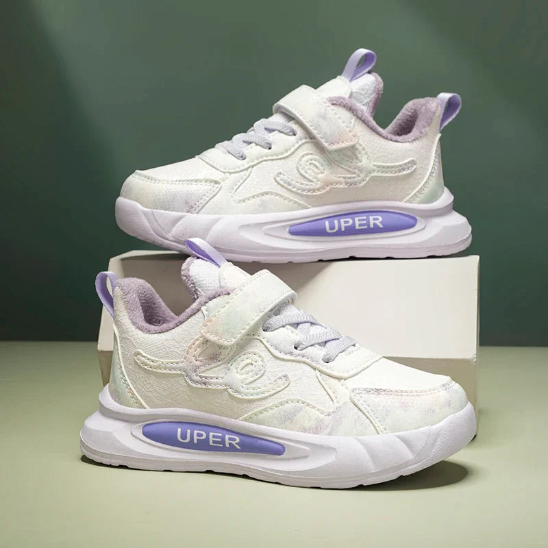 Children's Sneakers Autumn Winter Boys Sport Shoes Girls Plush Cashmere Warm Lined Casual Shoes Studnet Shoes Teen Running Flats