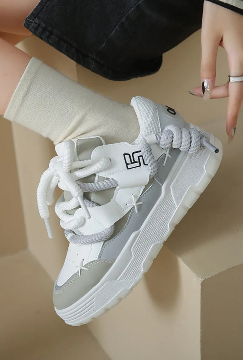 Trendy Women's Men Chunky Sneakers Versatile Casual Thick Soled Board Shoes Female Little White Shoes Walking Shoe Hombre Mujer