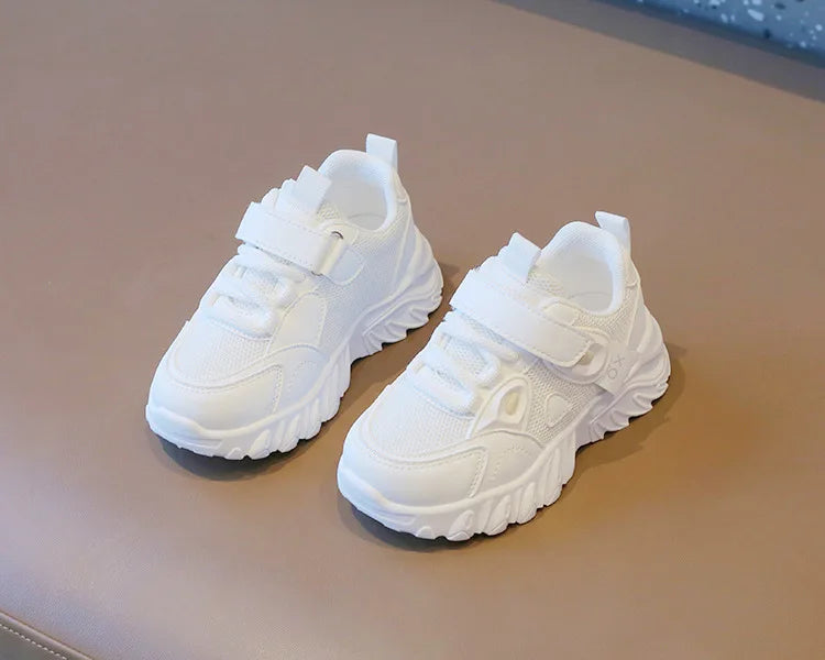 2025 New Spring Autumn Boys White Shoes Girls Breathable Mesh Casual Soft Sole Sneakers Kids Running Shoes Children Sports Shoes