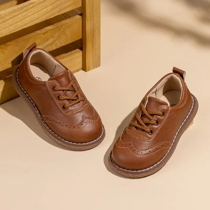 New Spring Autumn Children Formal Leather Shoes Causal Girls Fashion Flat Shoes Versatile Kids Boys Uniform Performance Shoes