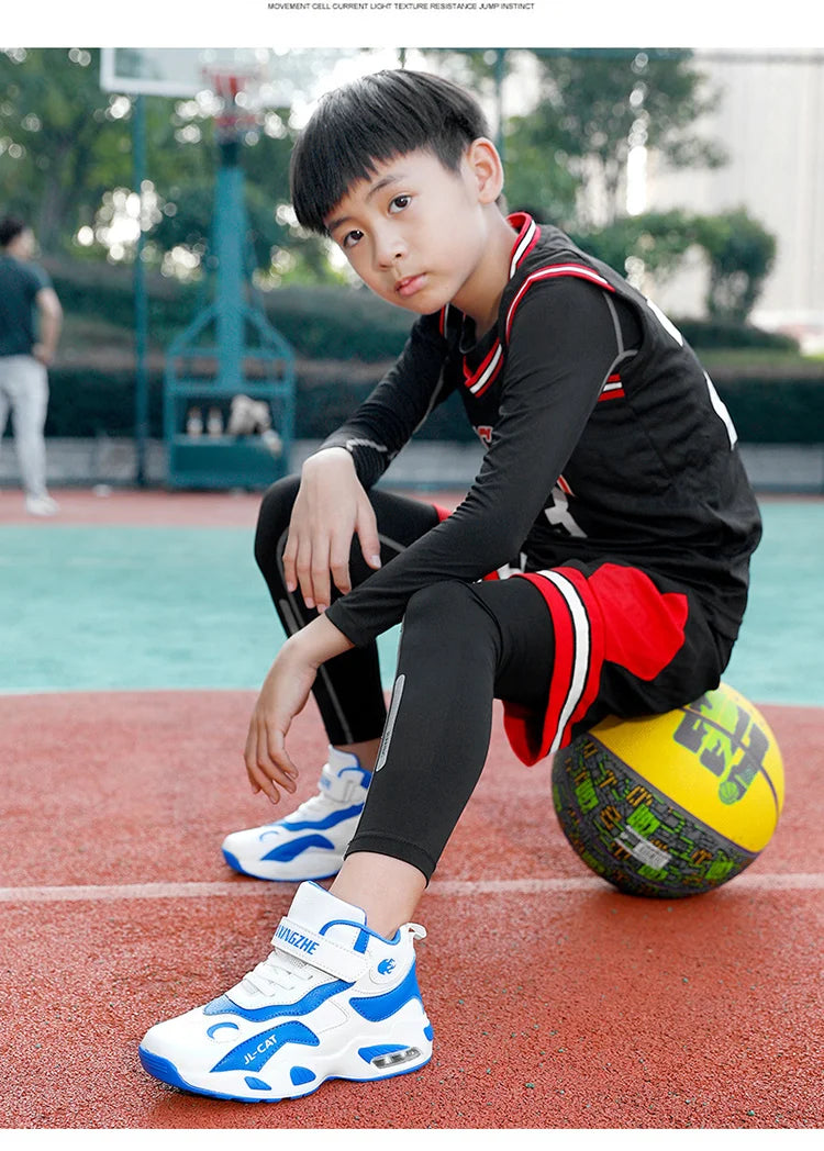 2024 Kids Basketball Shoes Boys Student Sports Shoes School Daily Outdoor Running Sneakers High Top Children Basketball Sneakers