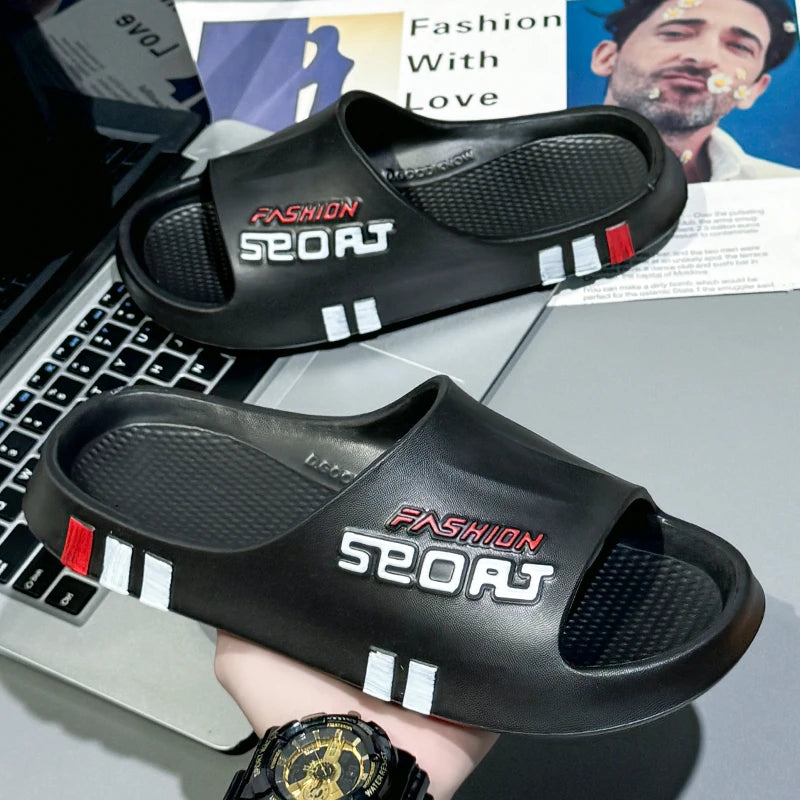 Summer Men Sport Style Slippers Soft Sole Bathroom Anti-slip Outdoor Wear-resistant Beach Fashion Leisure Flat Home Shoes Couple