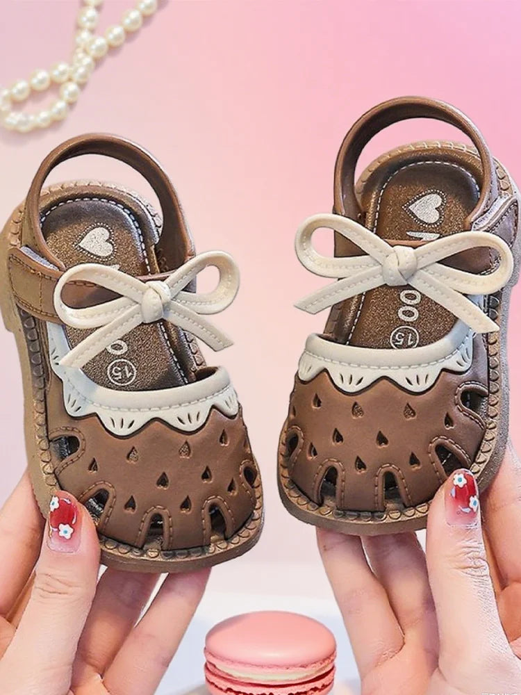 Baby sandals girls princess step shoes summer new baby shoes toe wrap kids cute