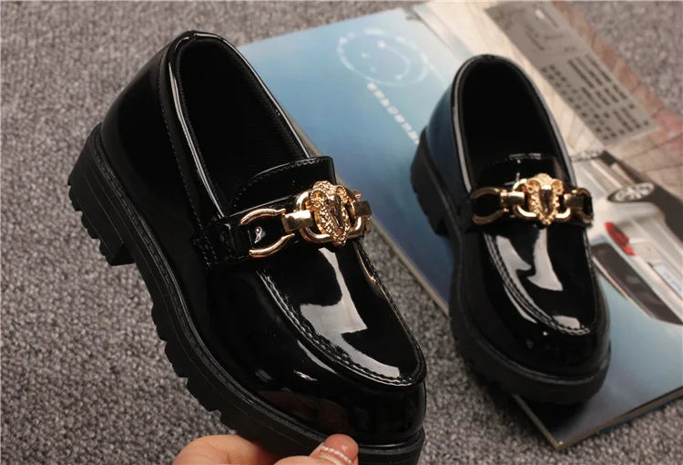 Children's Shoes Girls Autumn Princess Fashion Leather Shoes Kids Soft Sole British Style Black Student Performance Shoes