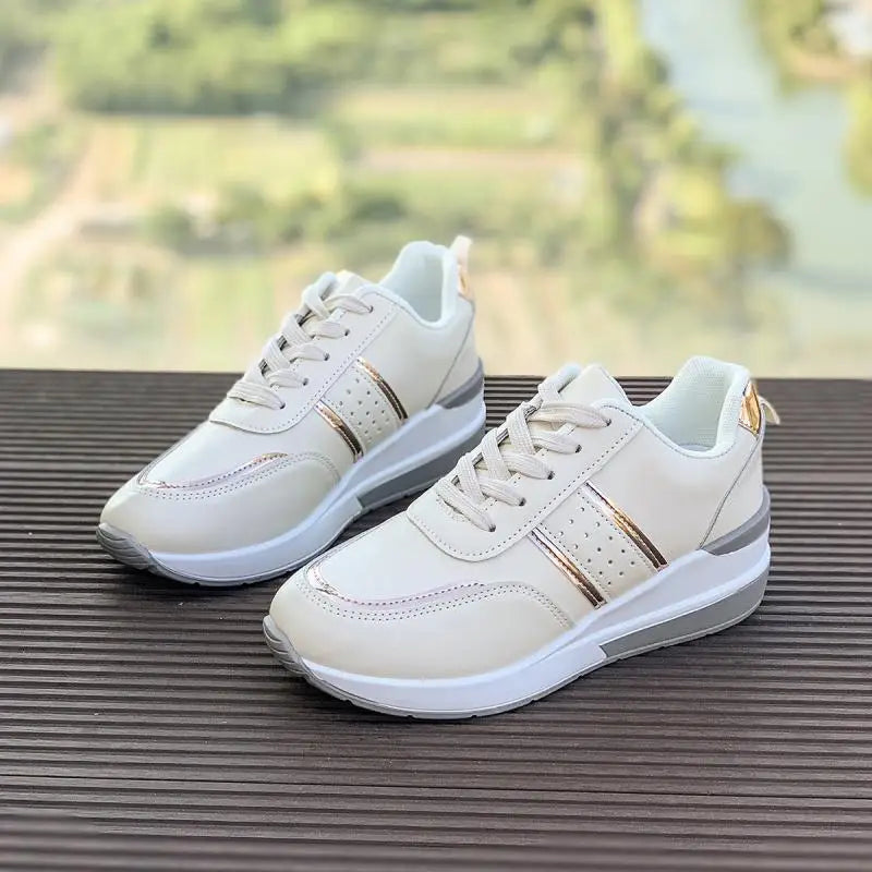 Women's White Wedge Sneakers Non Slip Comfortable Sports Shoes for Women Casual Outdoor Vulcanized Shoes Woman Walking Trainers