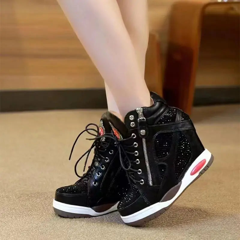 Shoes Womens Sneakers with Platform Woman Shoe Luxury Wedge Heel Basket Autumn Winter Thick Fashion High Casual Running Low help