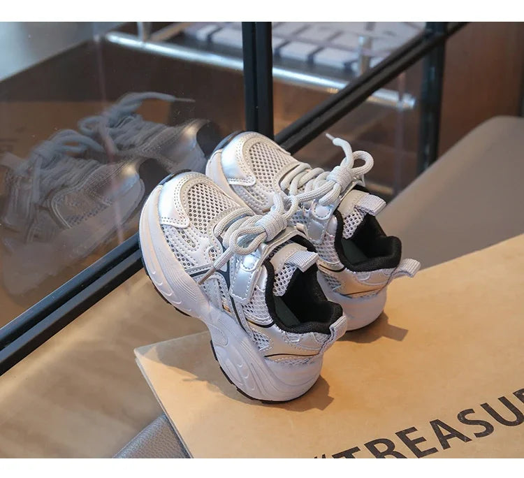 Kids Sneakers Mesh Breathable Girls Running Shoes Non-slip Thick Soft Sole New Children Sports Shoes Mesh Breathable Trendy
