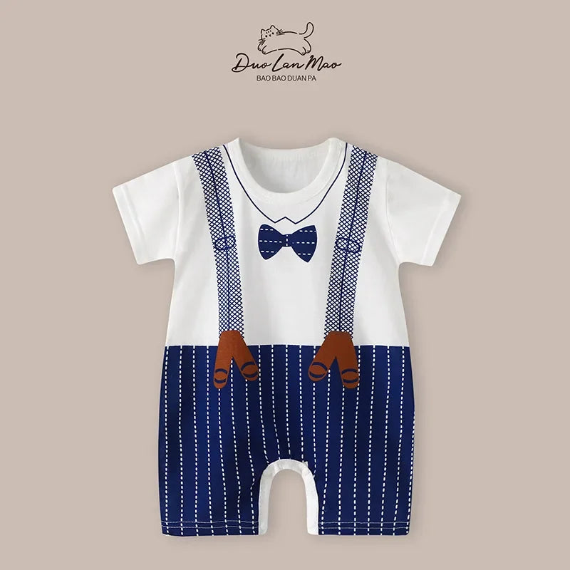0-2 Years Baby Boys Summer Thin Cartoon Rompers Baby Girls Short Sleeve Bodysuit Newborn Infants Jumpsuit New Costume