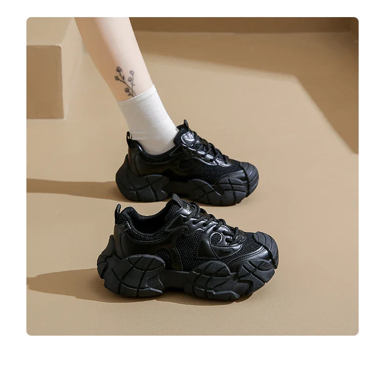 Women Platform Sneakers Lace Up Running Sports Shoes Soft Breathable Tennis Sneakers Casual Outdoor Comfortable Shoes For Female